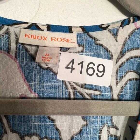 Knox Rose Maxi Dress Womens Medium Blue Short Sleeve Wrap Floral Tiered Tassel - Picture 7 of 14